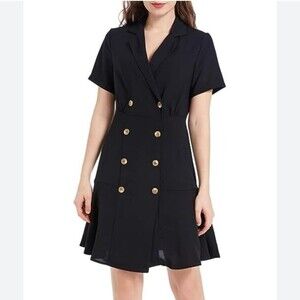 Haokeke button up office business collard knee length dress sz M nwt